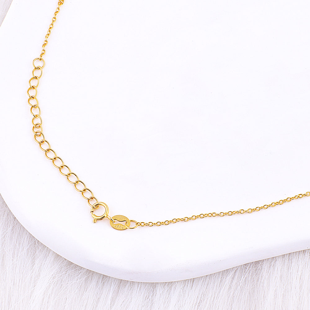 Bezel-Set Five Crystal Necklace - 18k Gold Plated