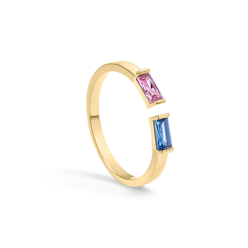 Adjustable Double Birthstone Ring - Gold / Medium (Size 7-8)