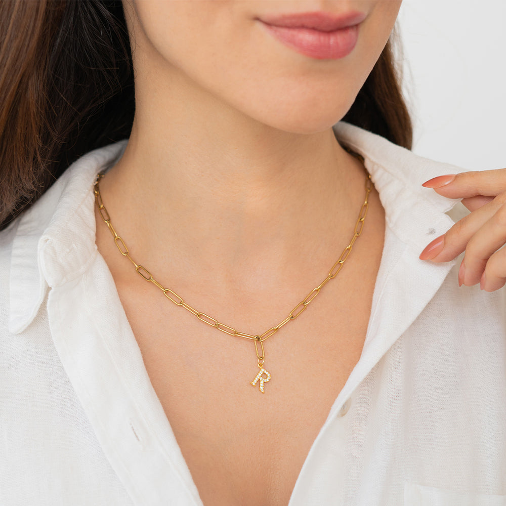 Charm Necklace Diamond L Necklace Diamond Letter Pendant Necklace