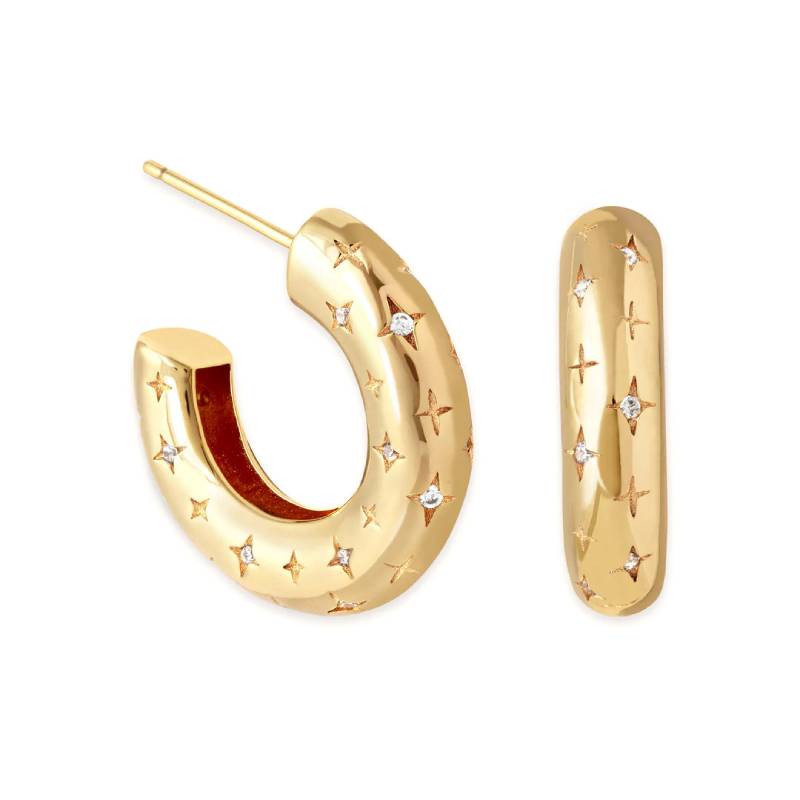 Falling Stars Dome Hoops - 18k Gold Plated