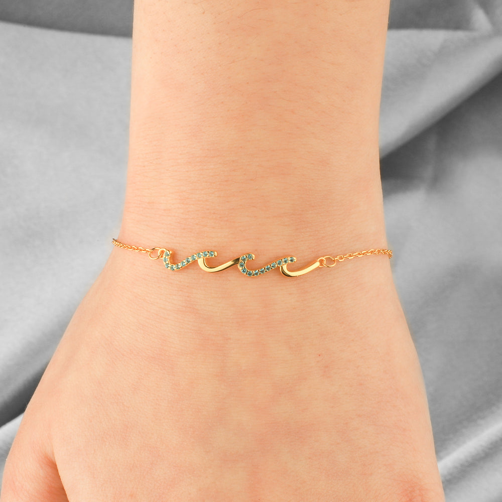 To My Bestie Dainty Triple Wave Friendship Bracelet - 18k Gold Plated