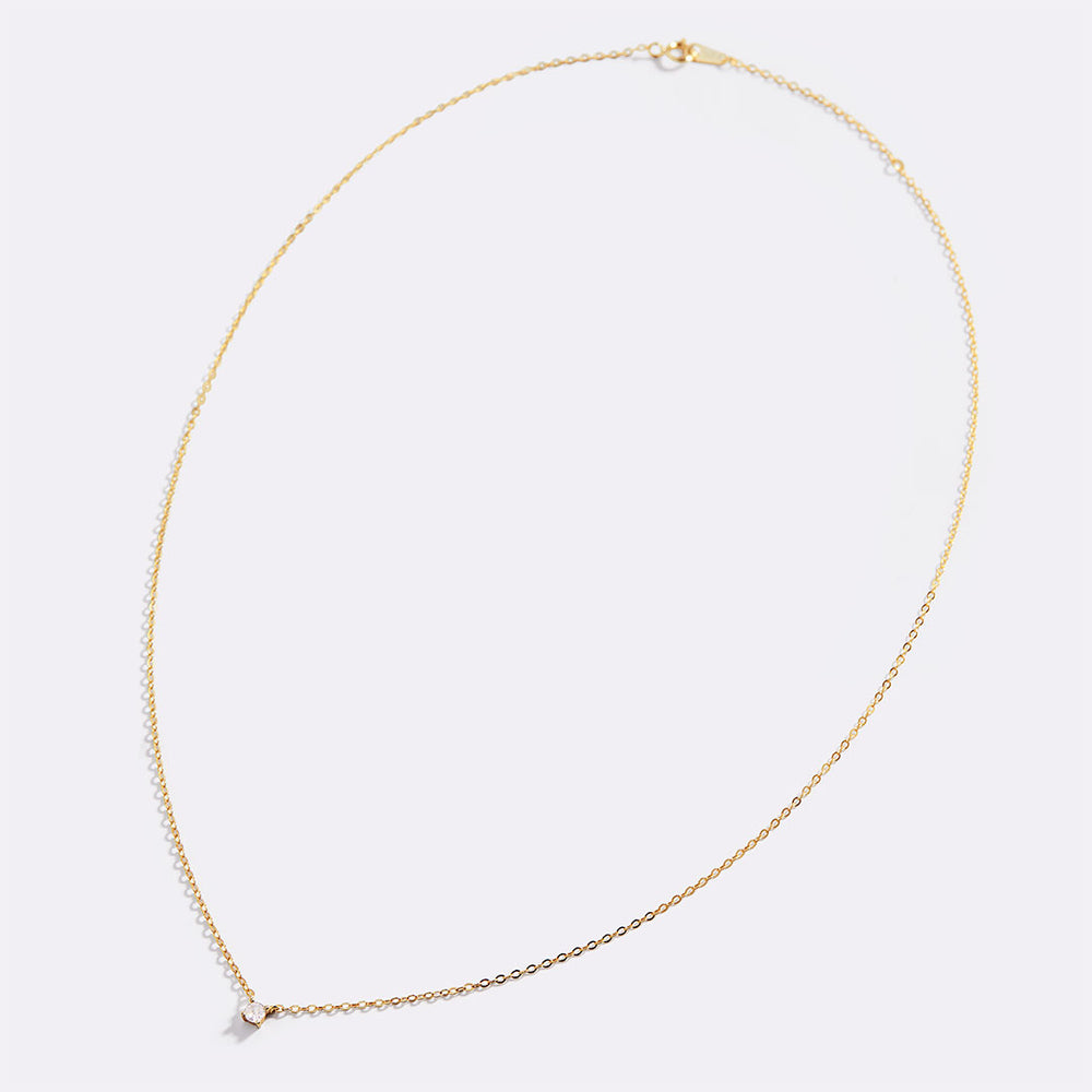 Dainty Diamond Necklace - 18k Gold Over Sterling Silver