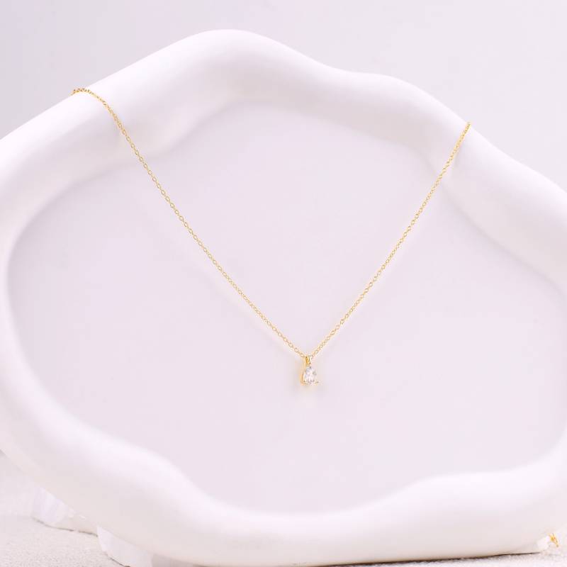 Solitaire Diamond Pendant Necklace - Default Title
