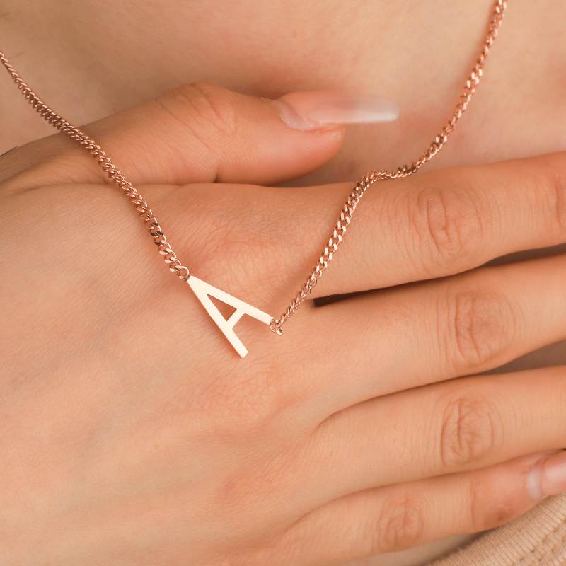 The Skinny Initial Necklace - 18k Rose Gold Plated / K