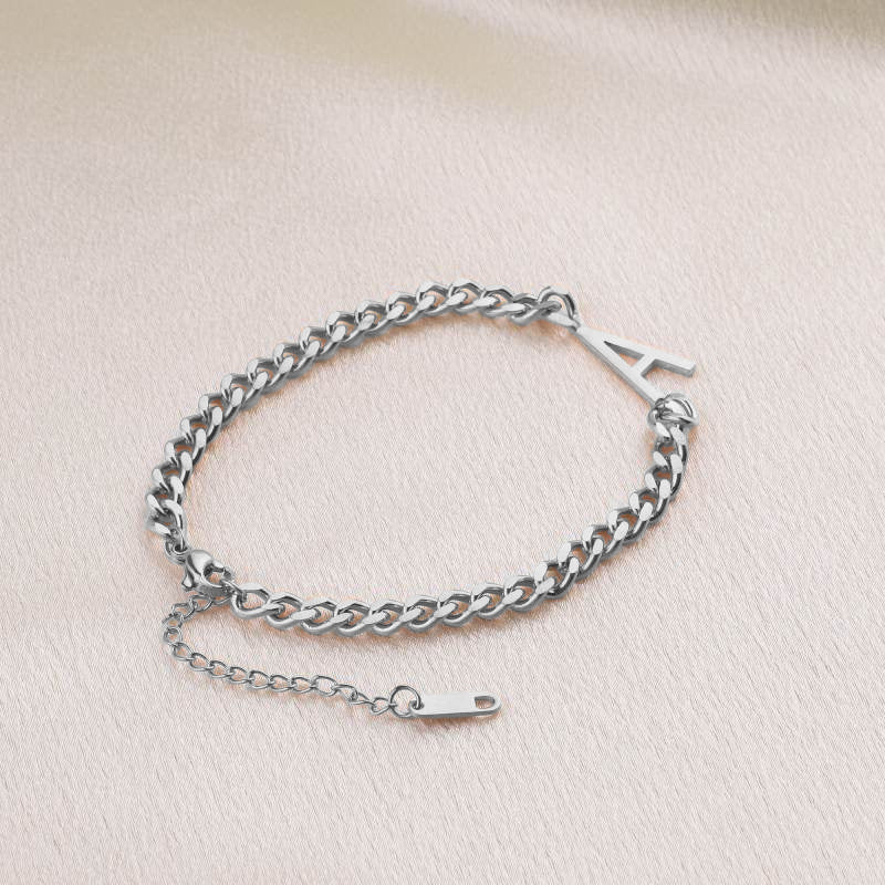 The Skinny Initial Bracelet - Silver / U