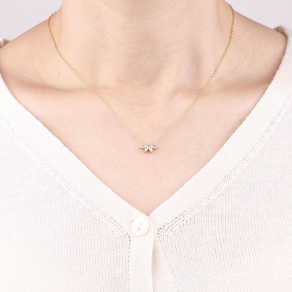 Marquise Diamond Necklace - 18k Gold Over Sterling Silver