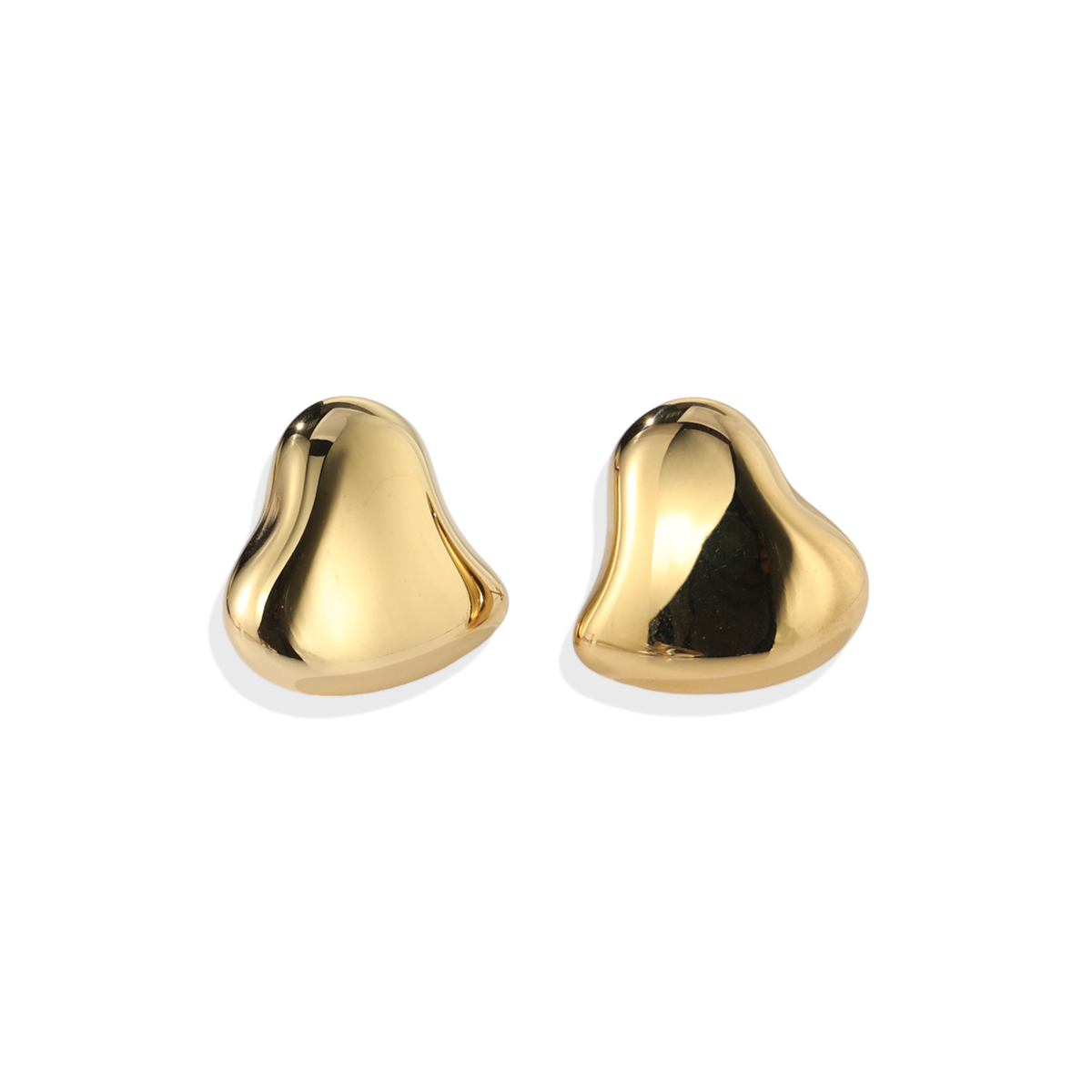 Polished Sculptural Heart Earrings