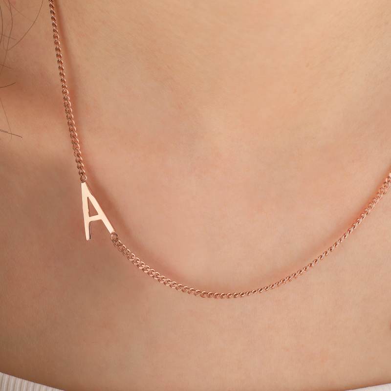 The Skinny Initial Necklace - 18k Rose Gold Plated / K