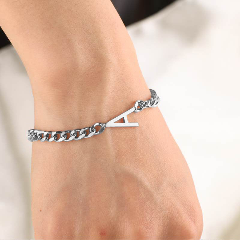 The Skinny Initial Bracelet - Silver / U