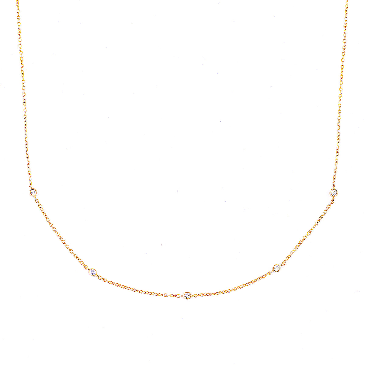 Bezel Set Five Crystal Necklace