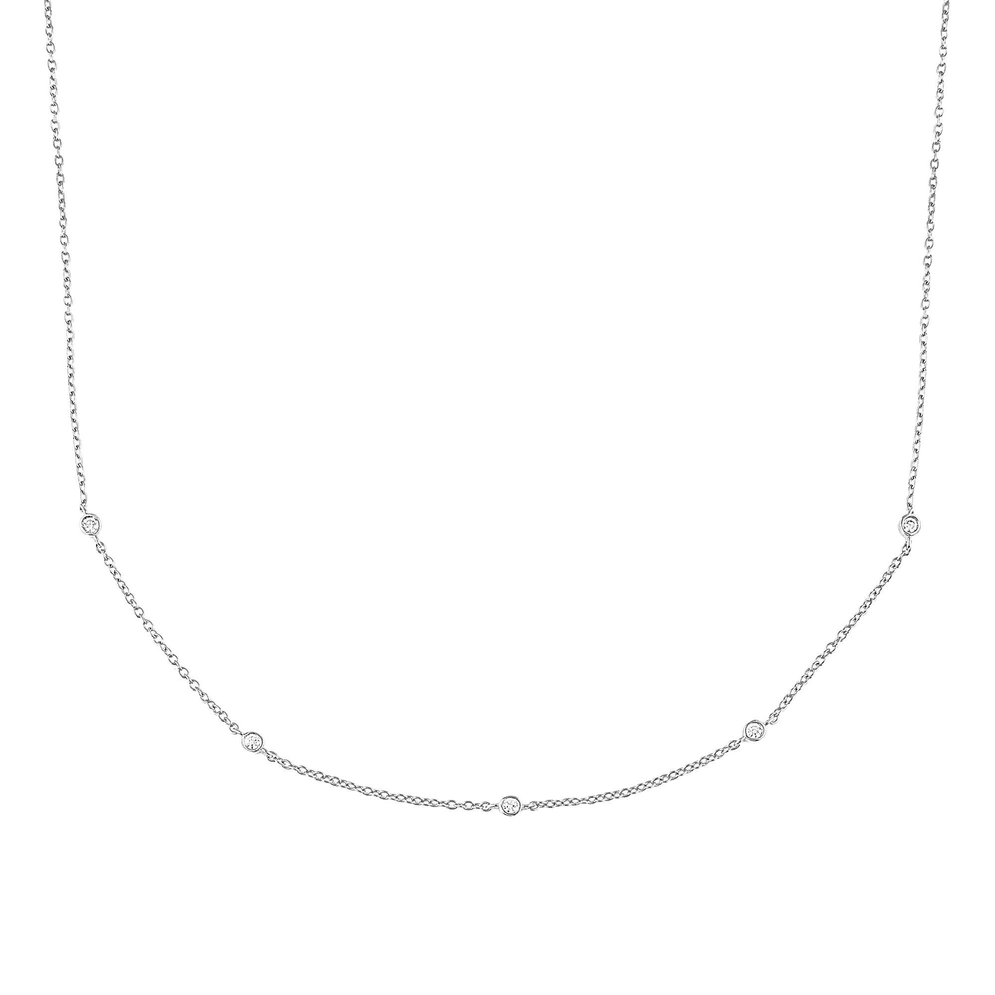 Bezel-Set Five Crystal Necklace