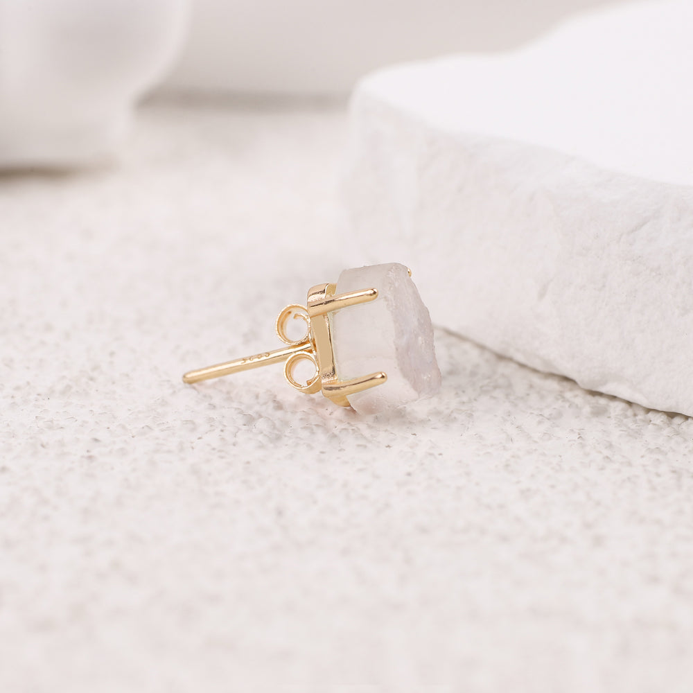 Moonstone Stud Earrings - 18k Gold Over Sterling Silver