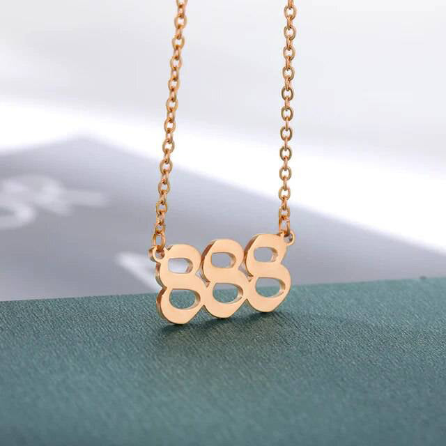 Dainty Angel Number Necklace - 18k Rose Gold Plated / 888