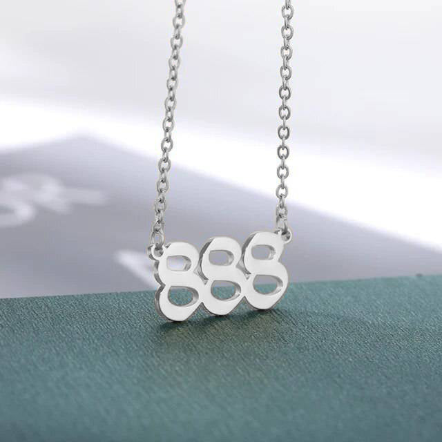 Dainty Angel Number Necklace - Silver / 888