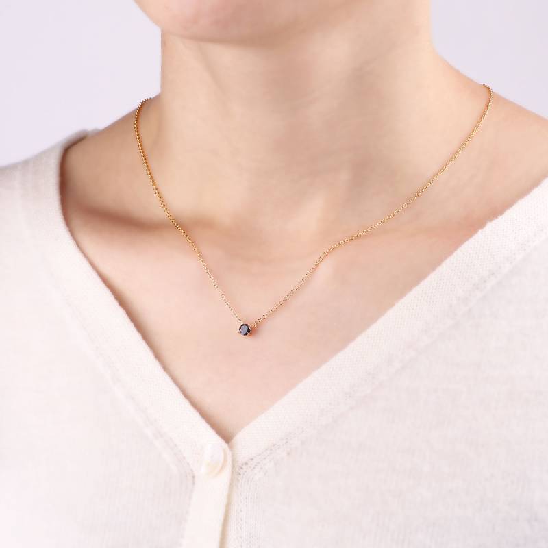 Onyx Dainty Diamond Necklace - 18k Gold Over Sterling Silver