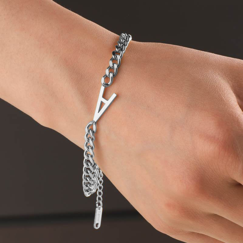 The Skinny Initial Bracelet - Silver / U