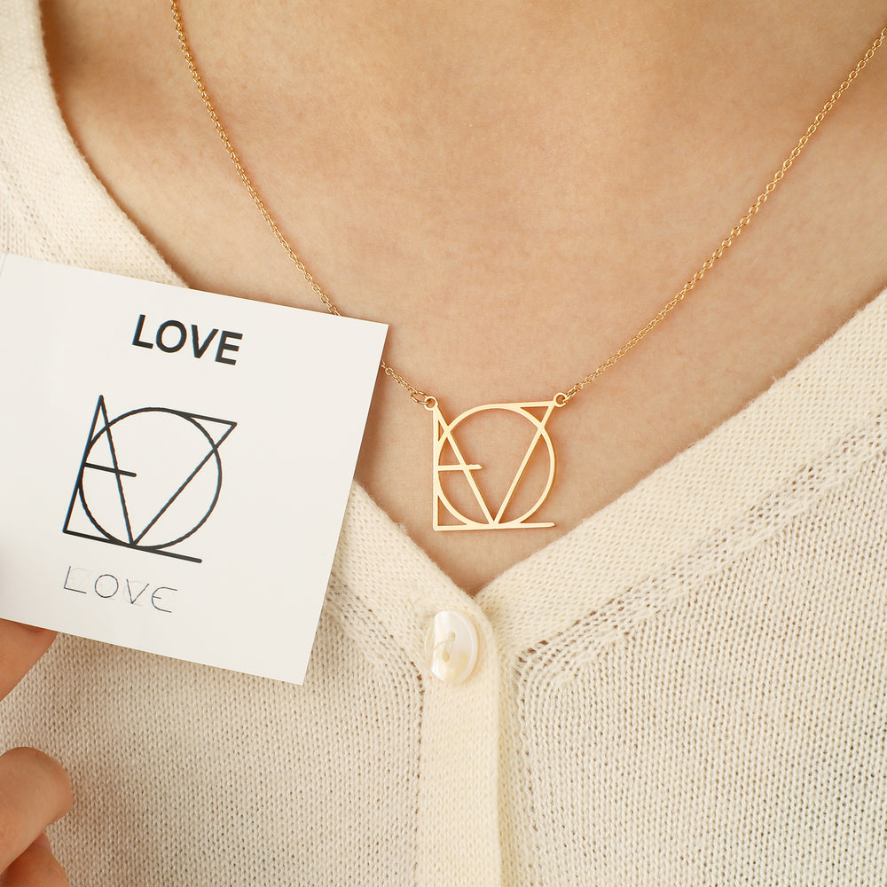 LOVE Minimalist Monogram Necklace - 18k Gold Over Sterling Silver