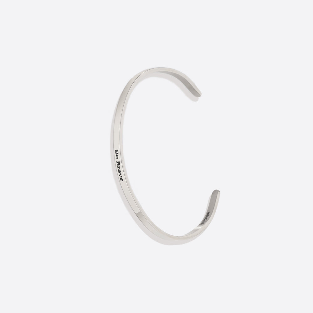 Personalized Thin Cuff Bracelet - Silver / Serif