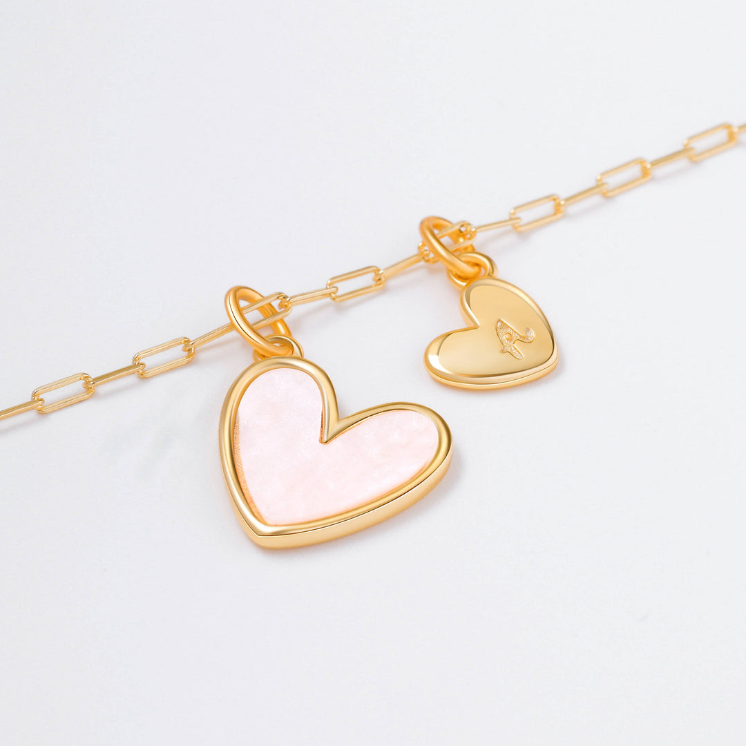 Mint & Lily Mother Of Pearl Heart Initial Necklace main image 1