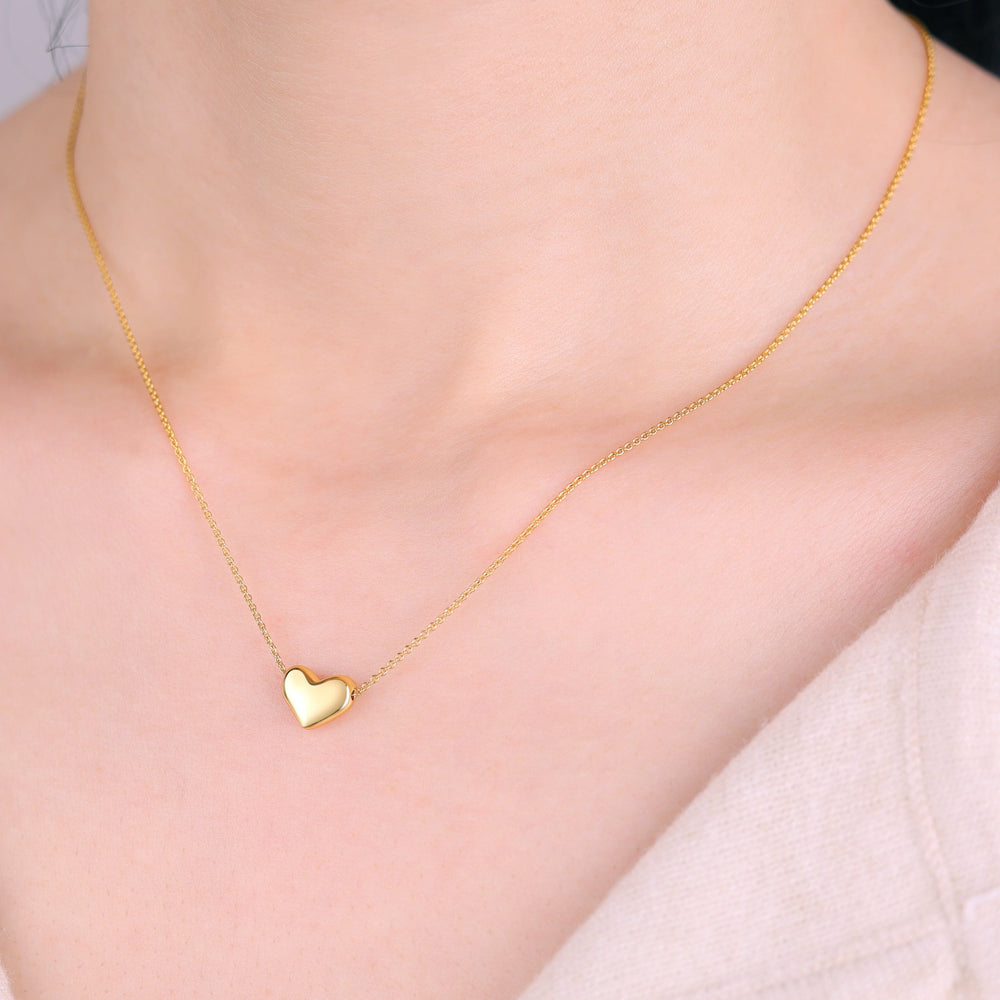 Dainty Bubble Heart Necklace - 18k Gold Plated