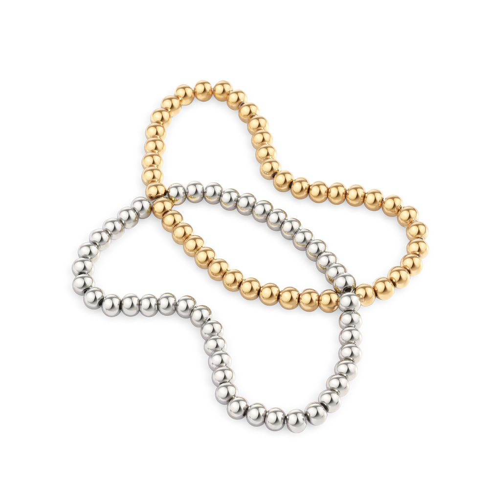 3mm & 5mm Beaded Bracelet Stacking Set - Gold / 6.5"