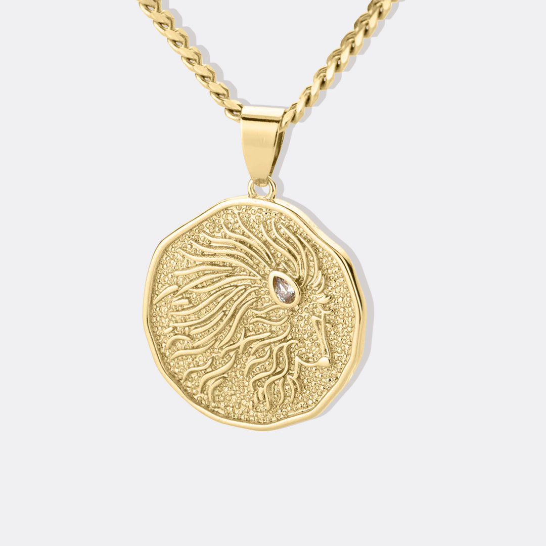 Horoscope Double Sided Square Coin Pendant