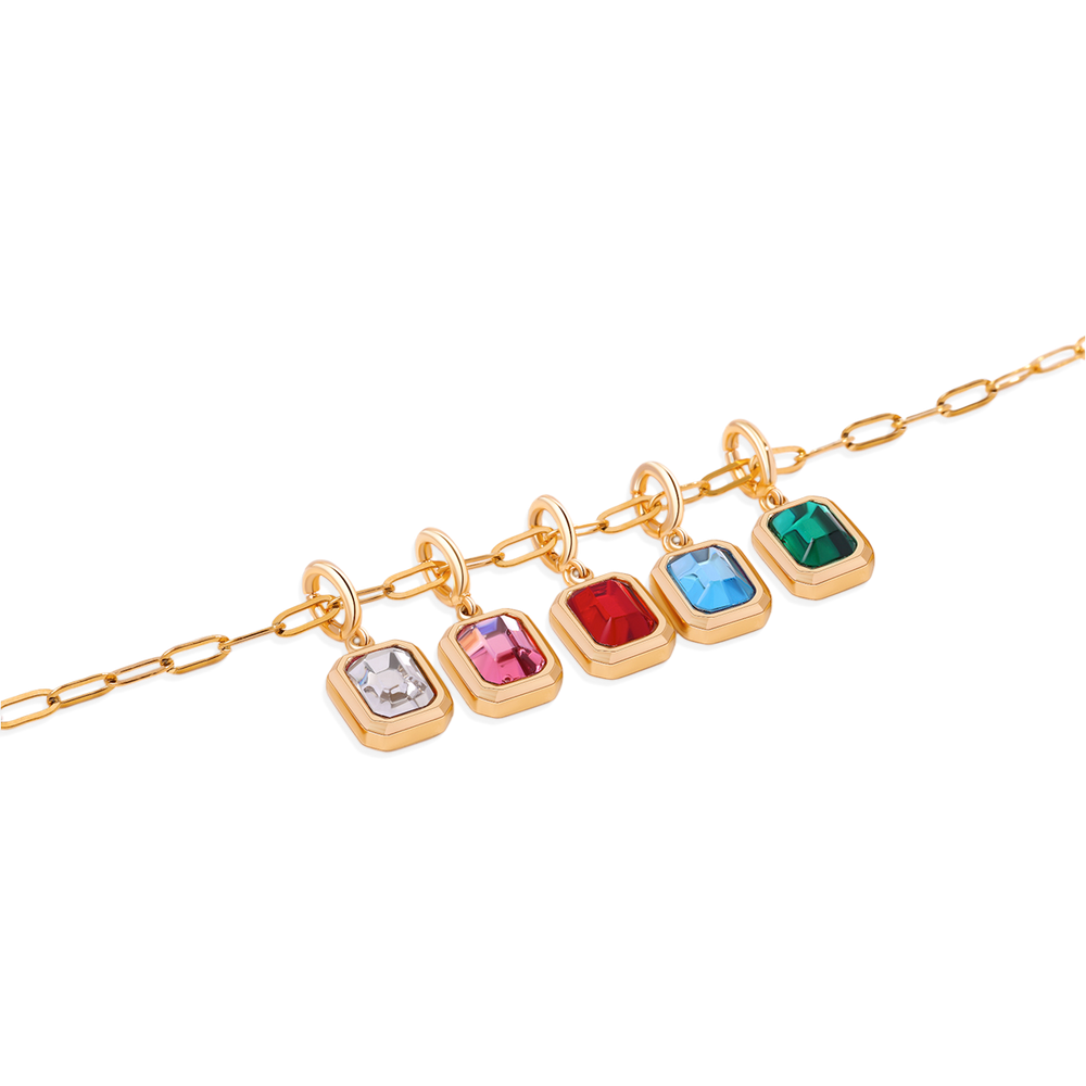 Baguette Birthstone Charm Necklace - 1 / 16"