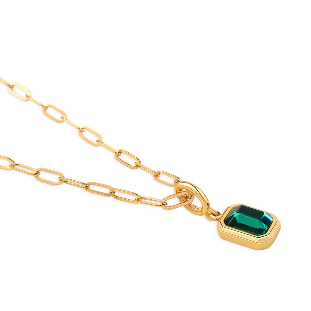 Baguette Birthstone Charm Necklace - 1 / 16"