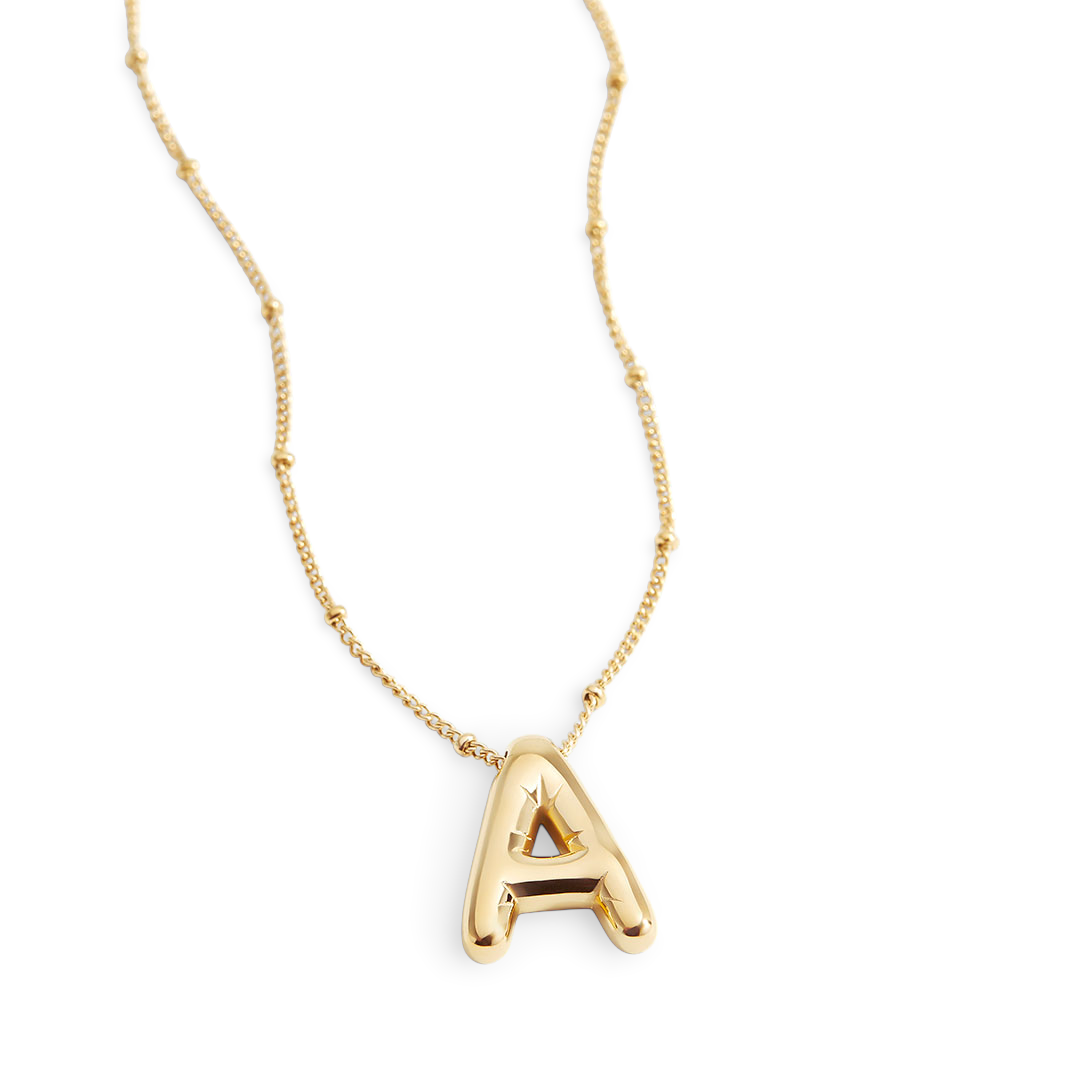 Balloon Initial Necklace with Satellite Chain