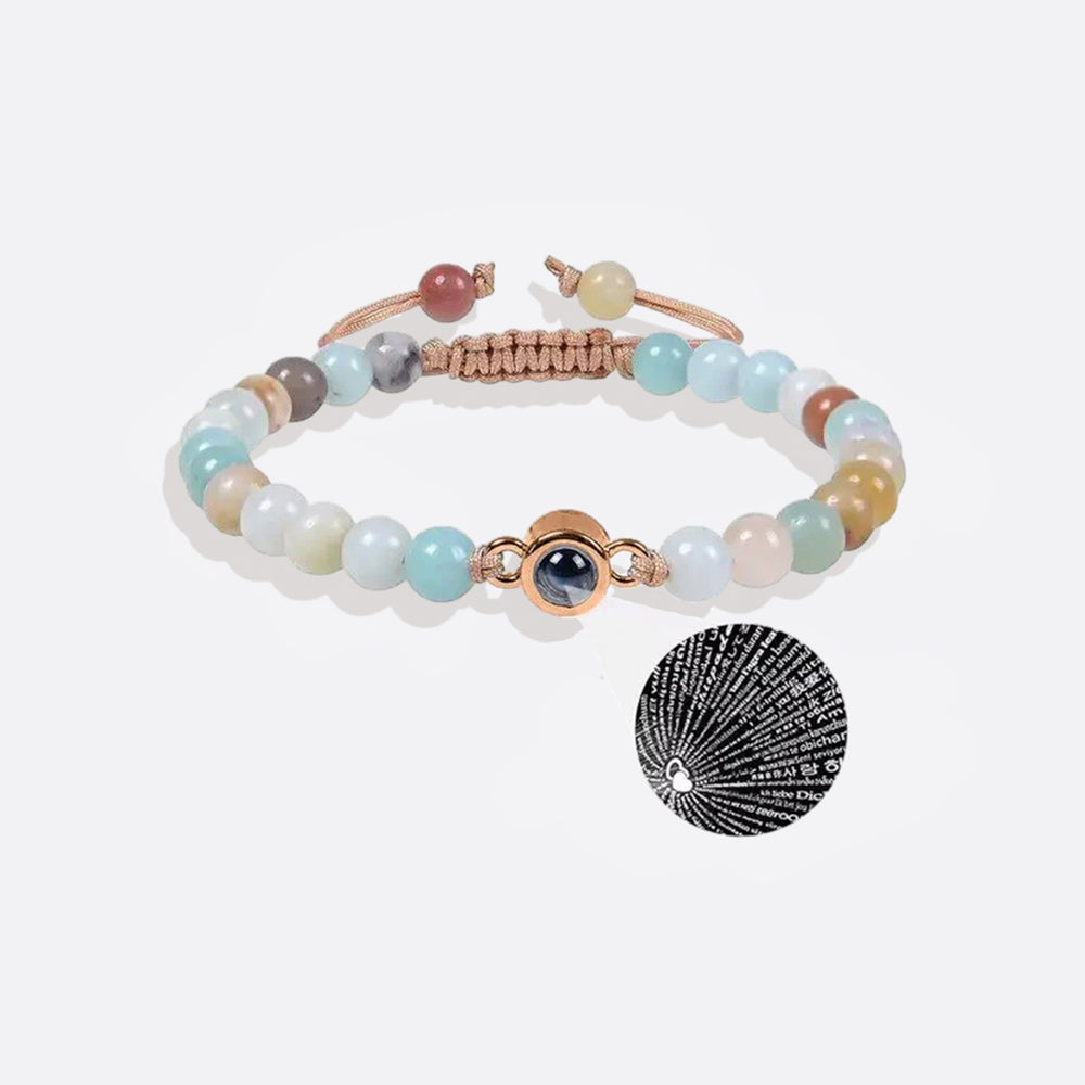 Beaded Photo Bracelet - Amazonite / 18k Rose Gold Plated