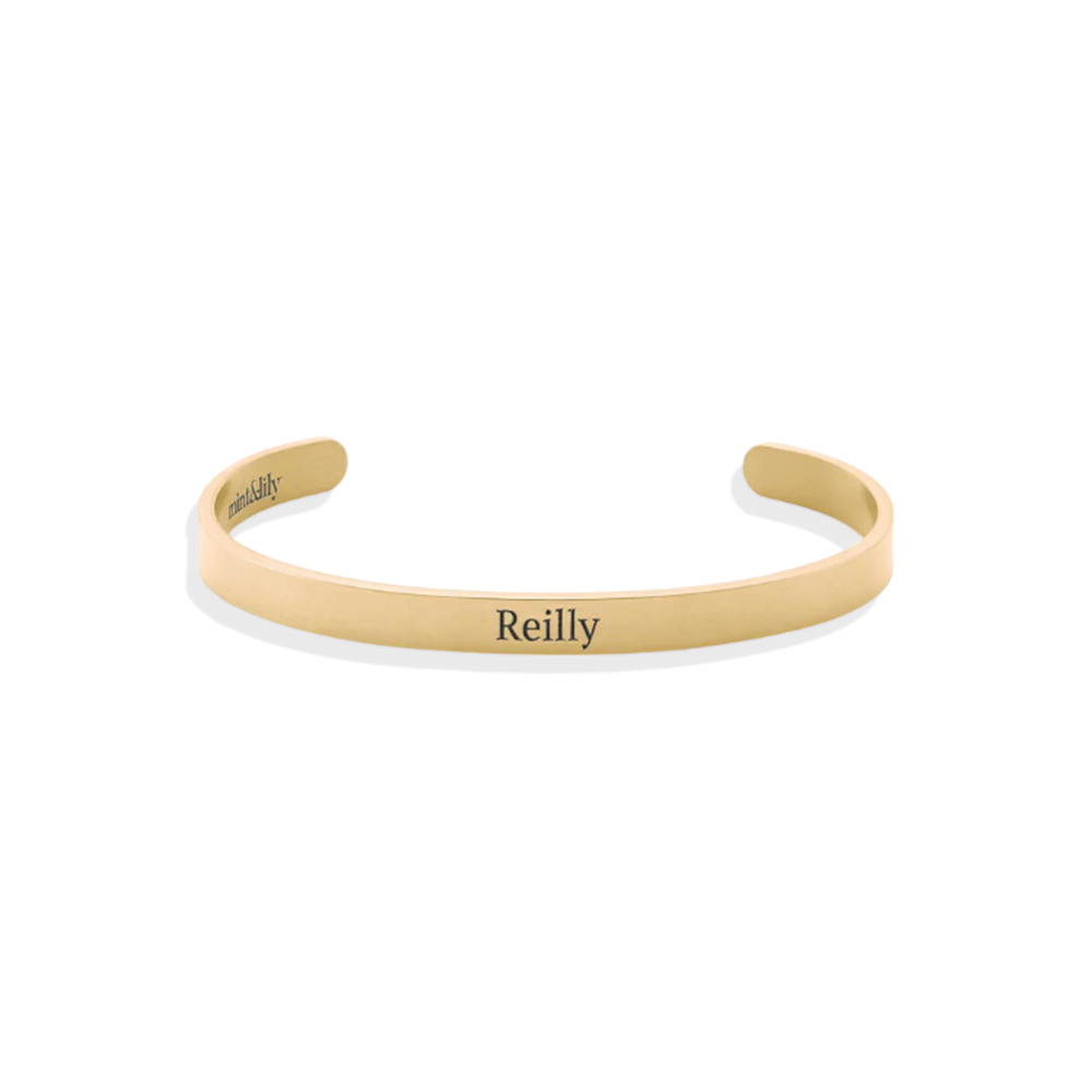 Beautiful Girl You Can Do Hard Things Personalisierbares Manschettenarmband  - 18 Karat vergoldet / Personalisiert