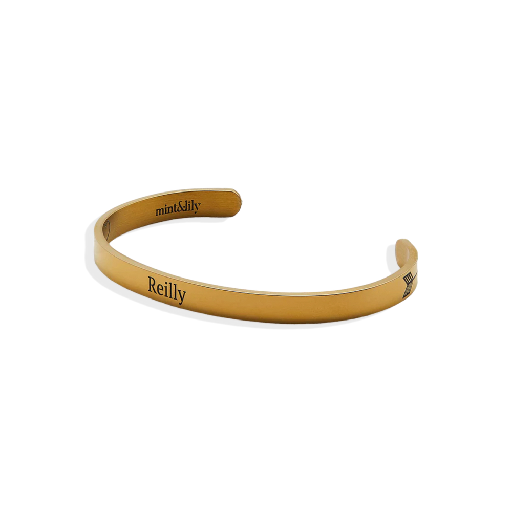 Beautiful Girl You Can Do Hard Things Personalisierbares Manschettenarmband  - 18 Karat vergoldet / Personalisiert
