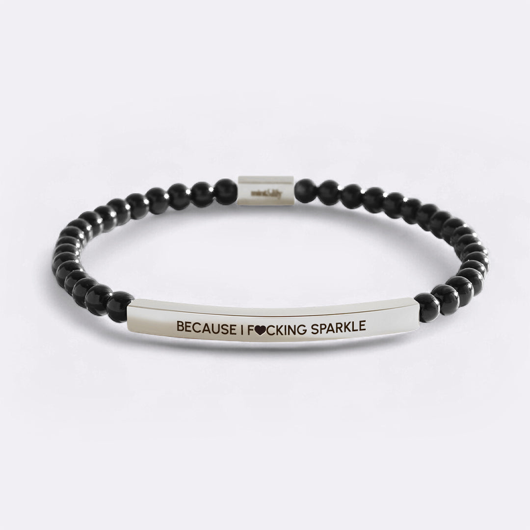 Because I F♥cking Sparkle Beaded Inspire Bracelet – Mint & Lily