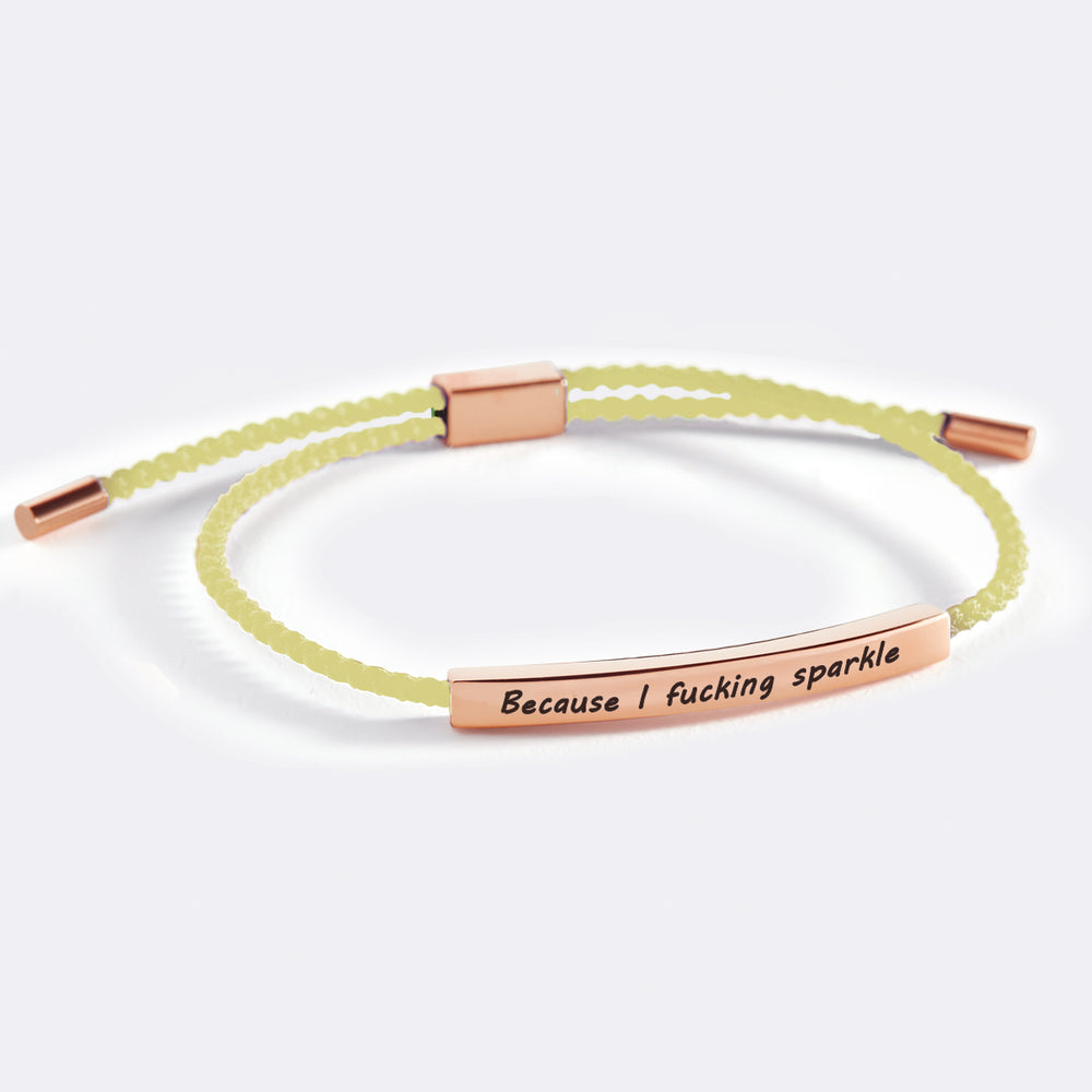 Because I F♥cking Sparkle Inspire Bracelet - 18k Rose Gold Plated / Lemon Yellow / Standard