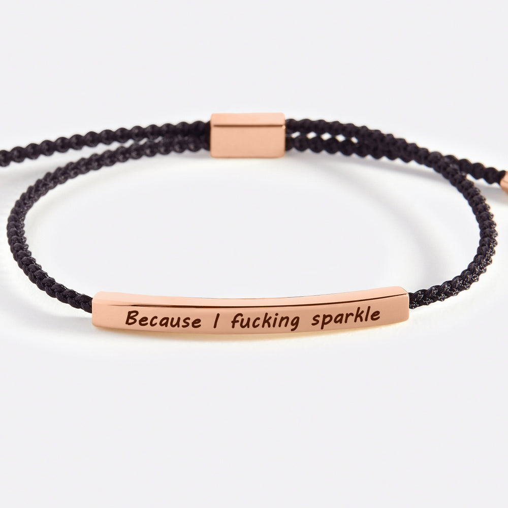 Because I F♥cking Sparkle Inspire Bracelet - 18k Rose Gold Plated / Lemon Yellow / Standard