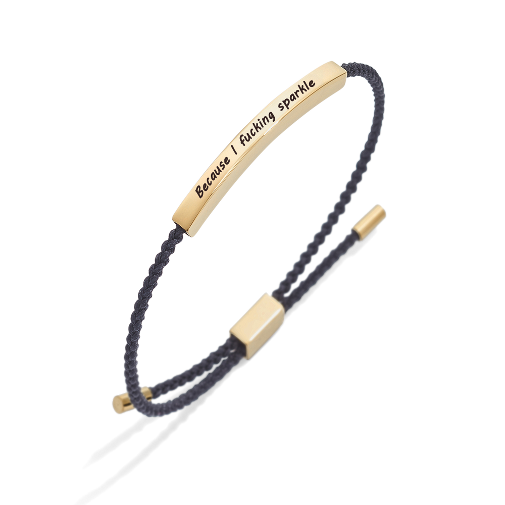 Because I F♥cking Sparkle Inspire Bracelet - Gold / Midnight Black / Standard