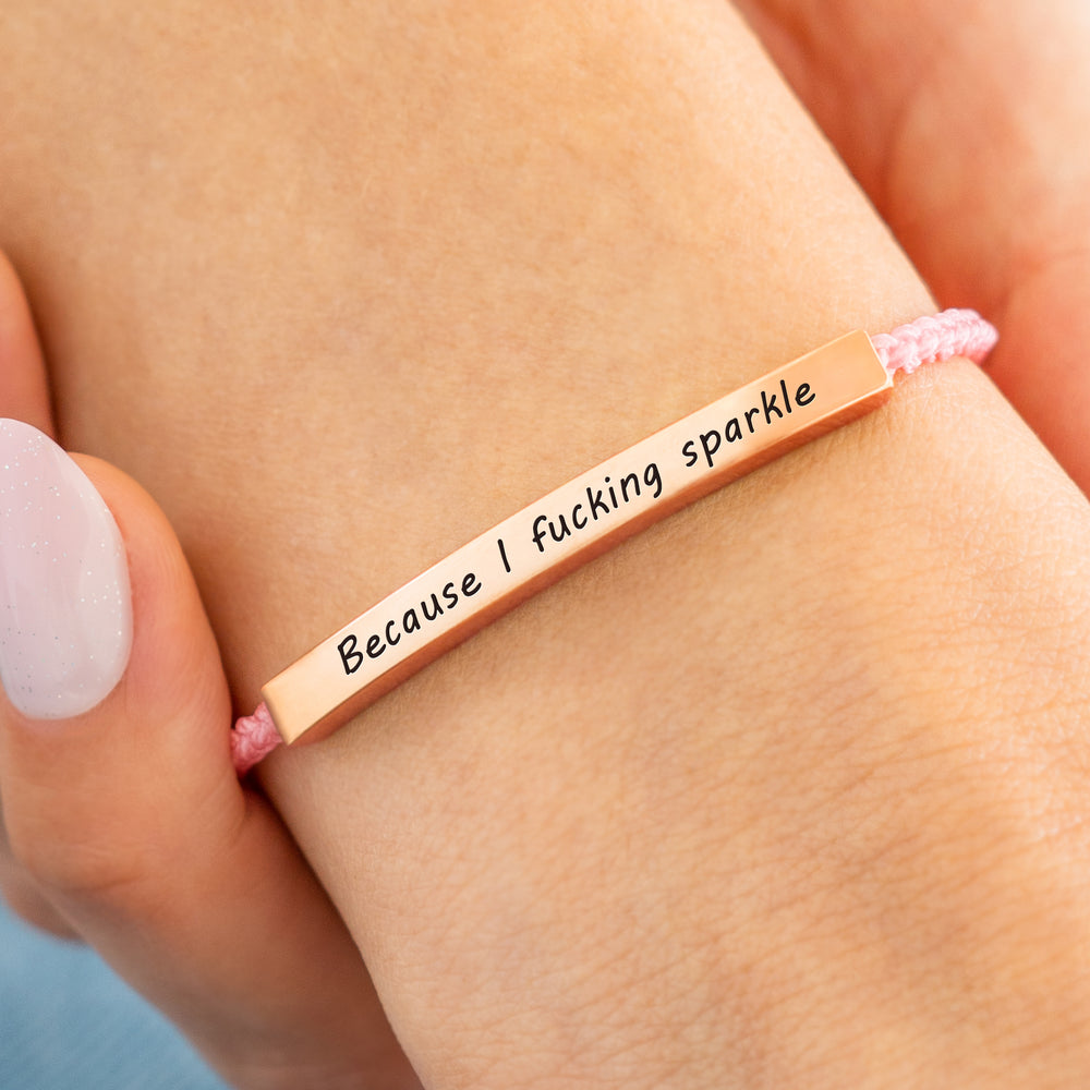 Because I F♥cking Sparkle Inspire Bracelet - 18k Rose Gold Plated / Lemon Yellow / Standard