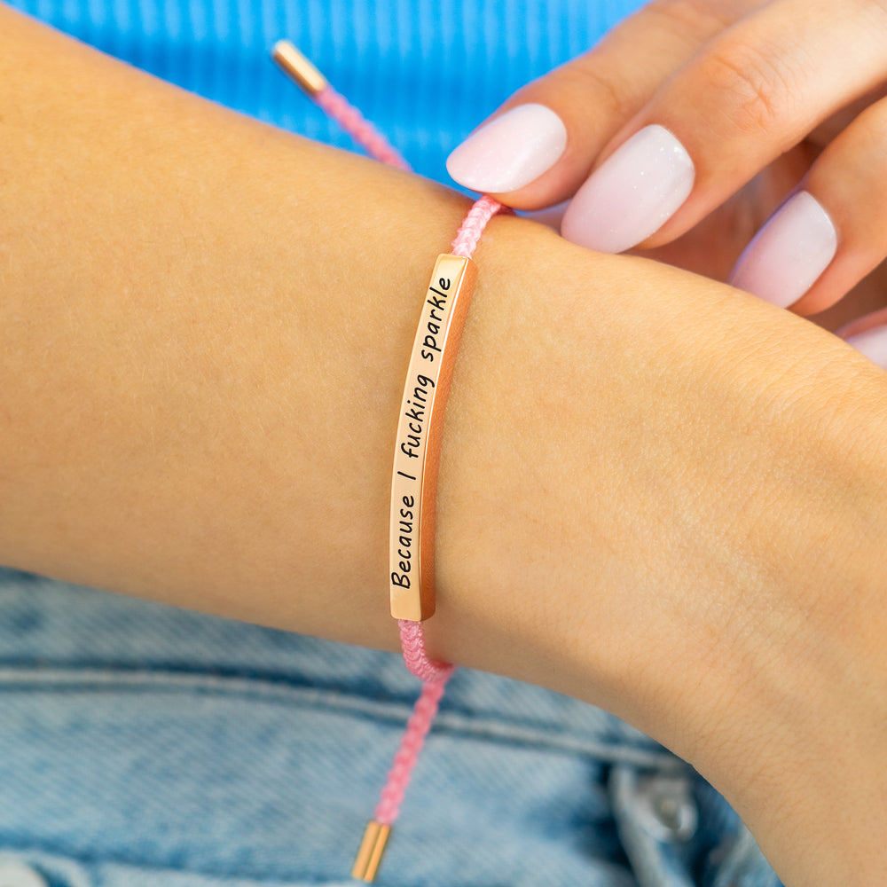 Because I F♥cking Sparkle Inspire Bracelet - 18k Rose Gold Plated / Lemon Yellow / Standard