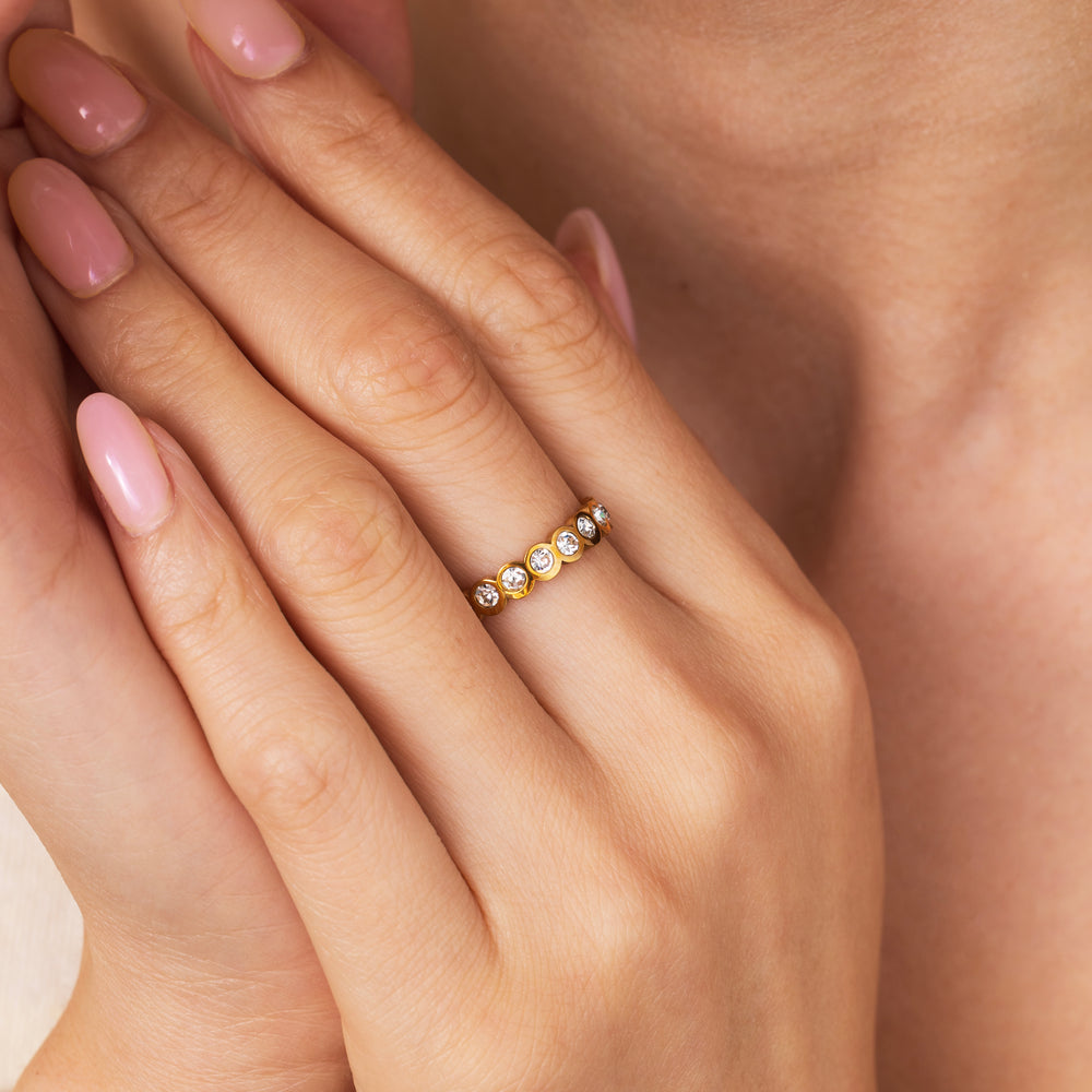 Bezel Set Eternity Stacking Ring - Gold / 6