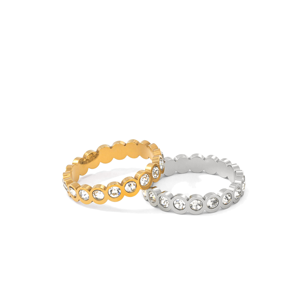 Bezel Set Eternity Stacking Ring - 18k Gold Plated / 9