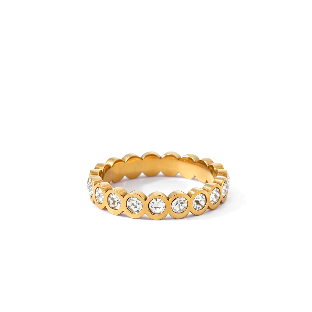 Bezel Set Eternity Stacking Ring - 18k Gold Plated / 9