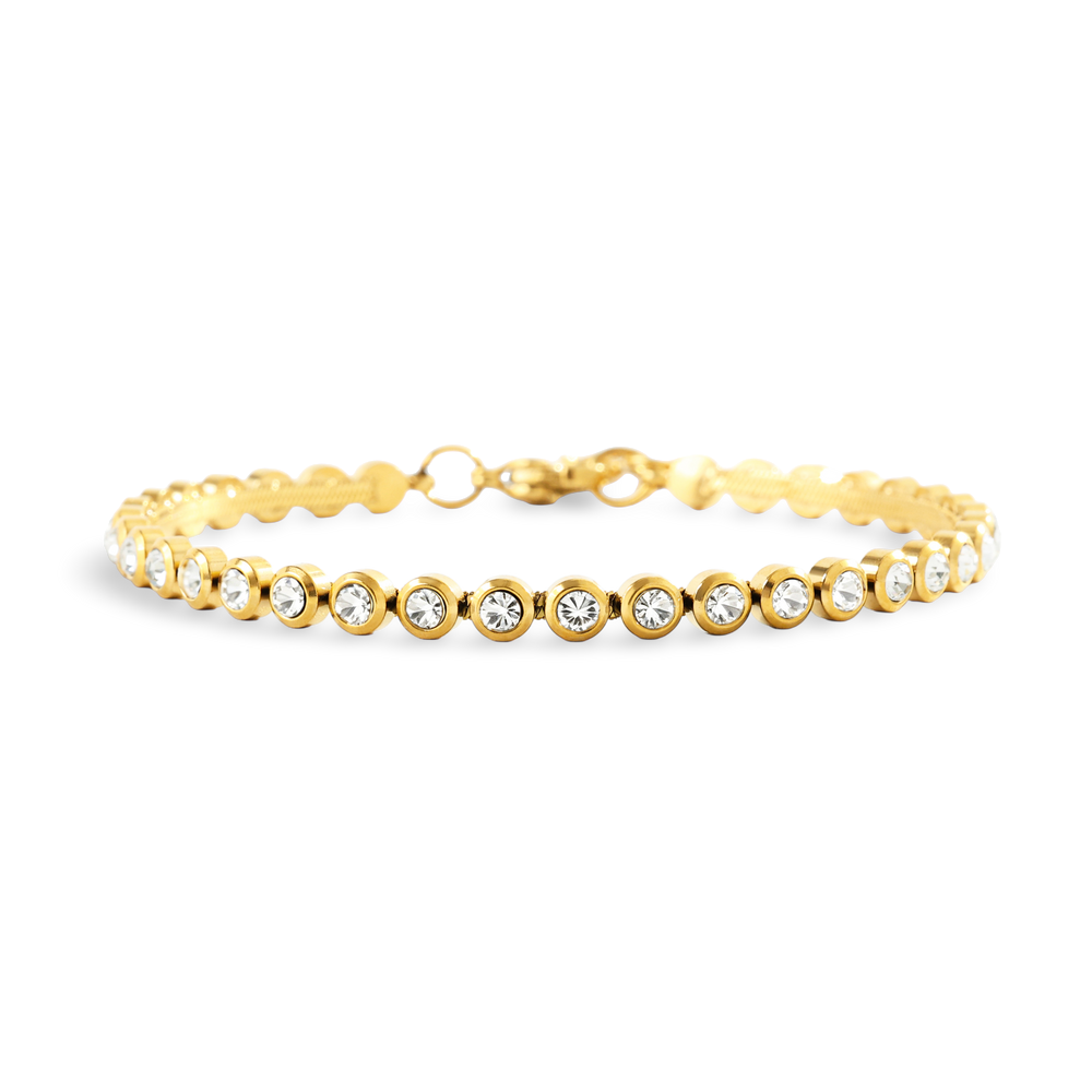 Bezel Tennis Bracelet - Gold / 6.5" + 1"