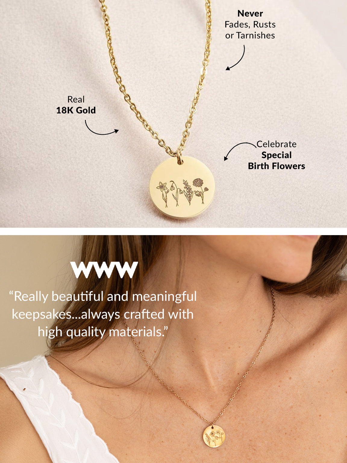 mint and lily birth flower necklace Birth Flower Bouquet Necklace – Mint & Lily