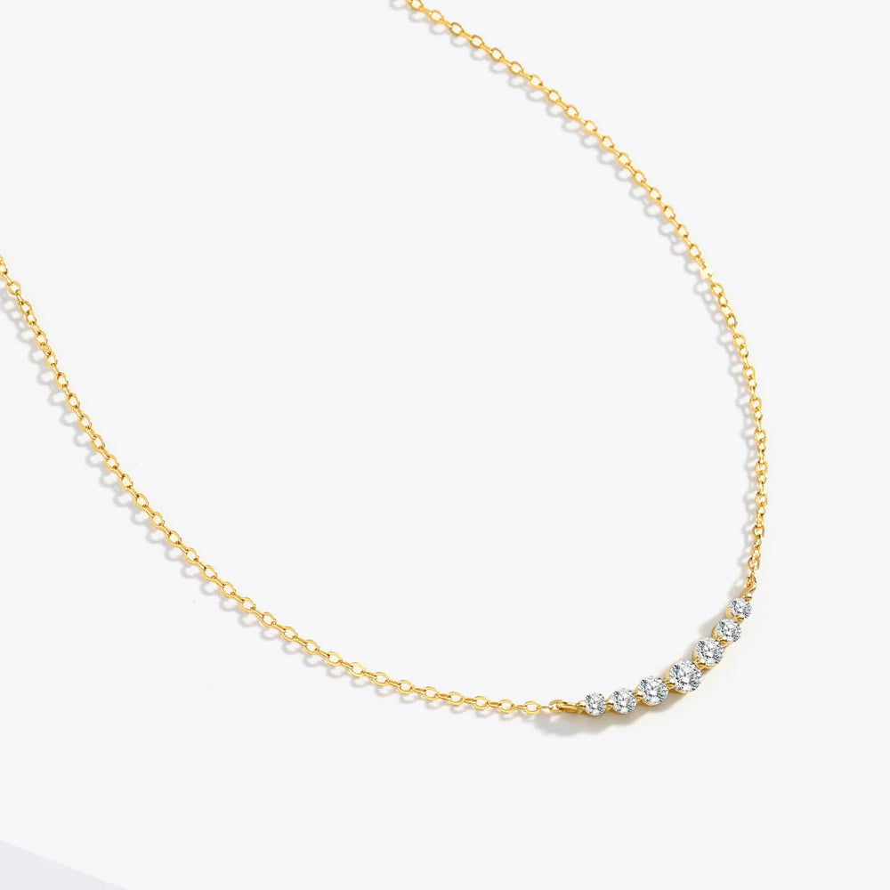 Birthstone Arc Necklace - Gold / January Garnet / 16" + 2"