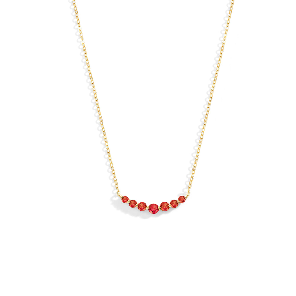 Birthstone Arc Necklace - Gold / January Garnet / 16" + 2"