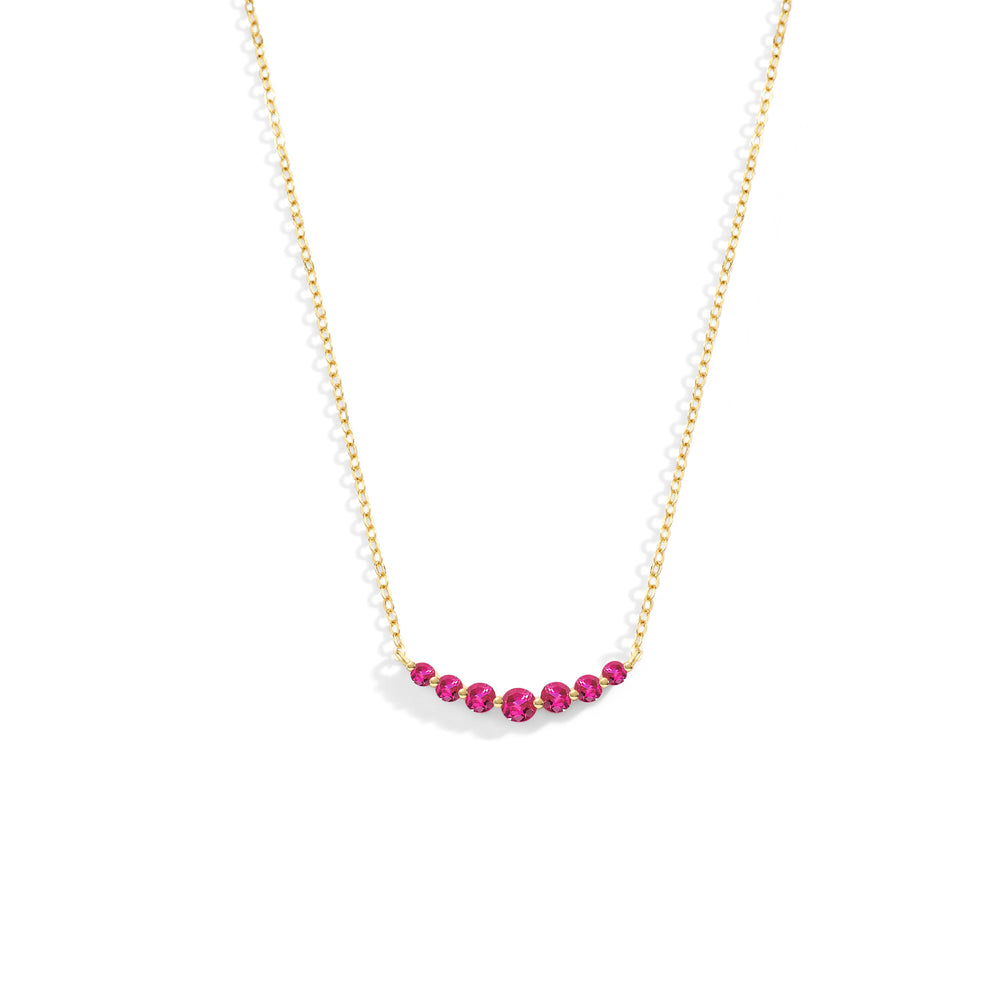 Birthstone Arc Necklace - Gold / July Ruby / 16" + 2"