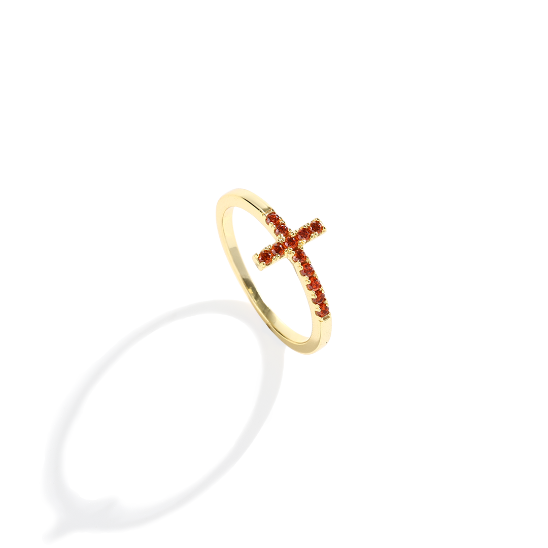 Birthstone Cross Ring