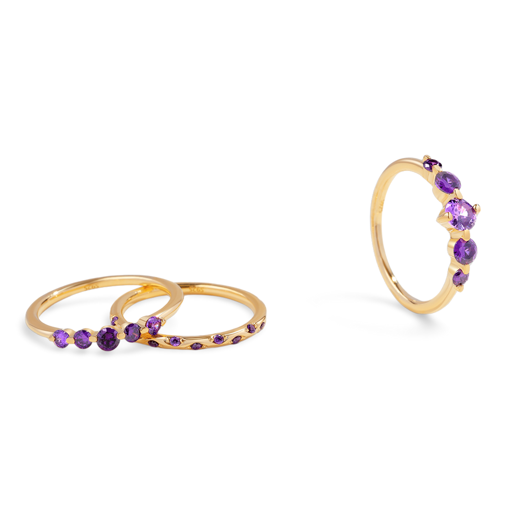 Birthstone Stacking Ring Set - January Garnet / 5