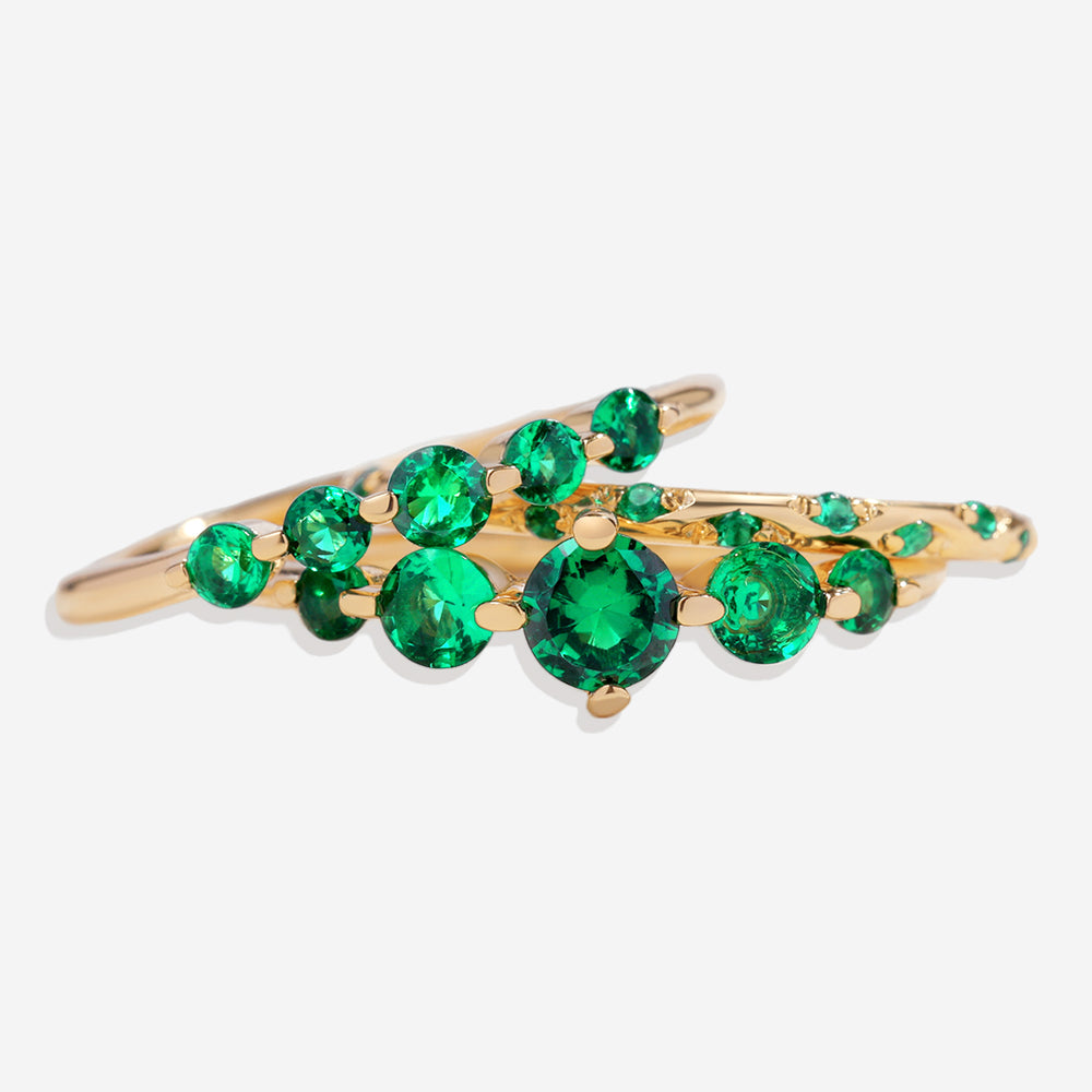 Birthstone Stacking Ring Set - March Aquamarine / 6