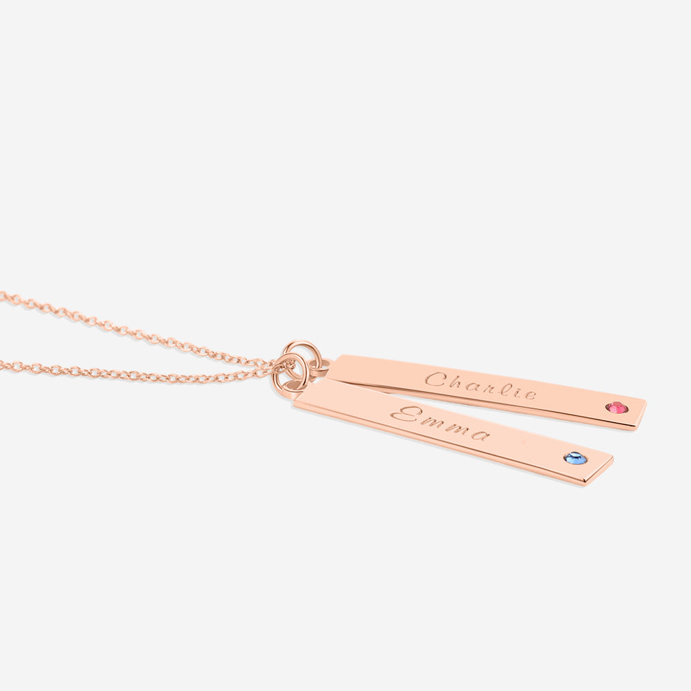 Birthstone Bar Necklace - 18k Rose Gold Plated / 5